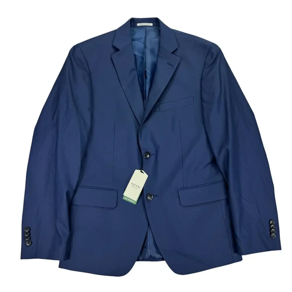 Alfani Mens Classic Fit Stretch Solid Suit Jacket Blue 36S